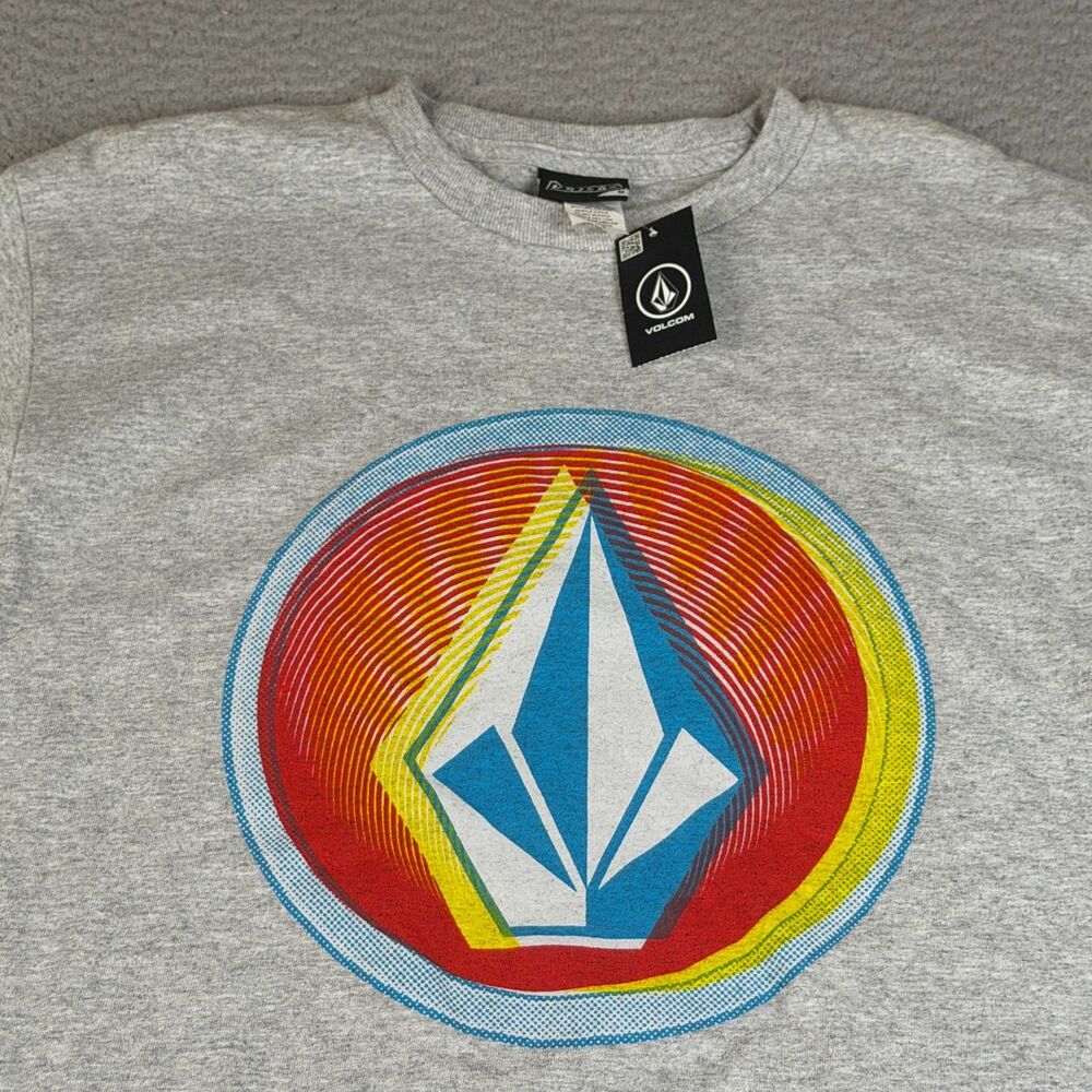 VOLCOM T-Shirt Mens Medium Gray Graphic Short Sleeve Crew Neck Tee Surf Skate